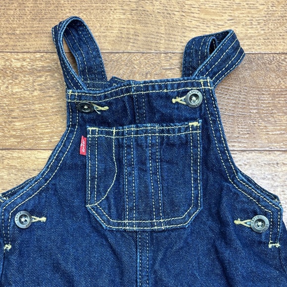 Kids Levi’s Denim Overalls 18mo dark wash adjustable buttons - Picture 3 of 8